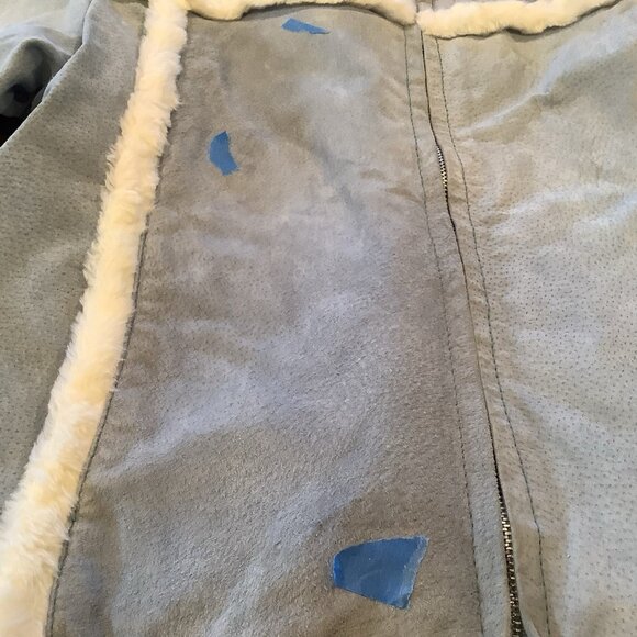 Seventy Seven 77 Blue Genuine Leather Suede Coat Sz Small Soft Lining Y2K READ - Picture 5 of 15